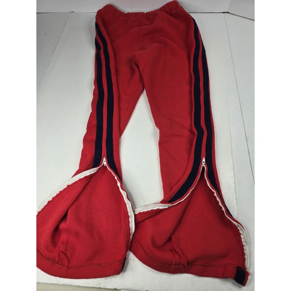 Vintage Track Pants Zip Legs Size 22X26 Red‎ 80s Basketball Track School College